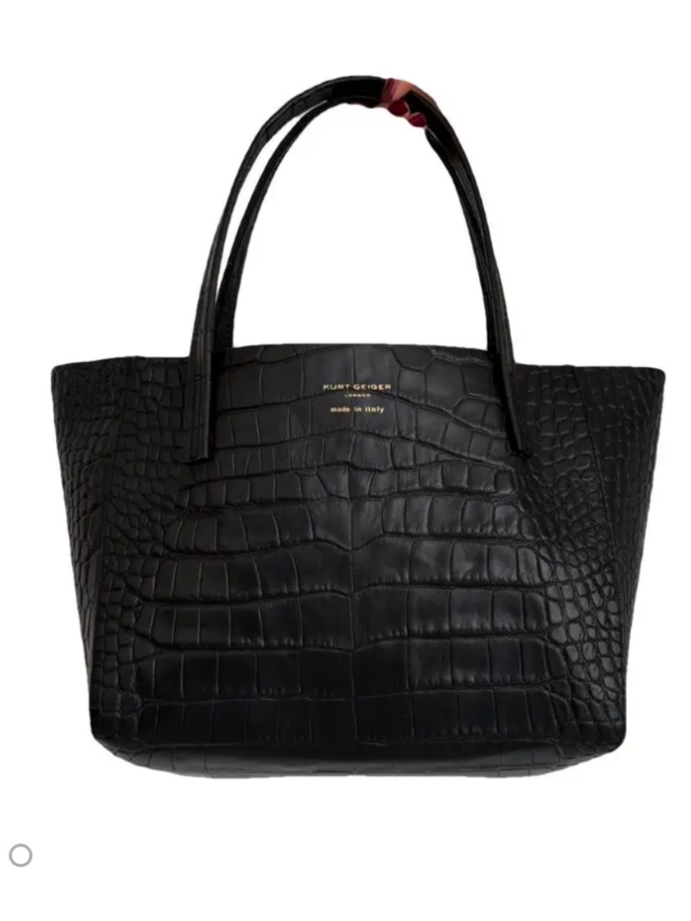 Kurt Geiger Black Croc-Embossed Tote with Gold Logo